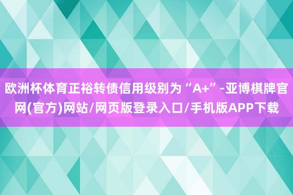 欧洲杯体育正裕转债信用级别为“A+”-亚博棋牌官网(官方)网站/网页版登录入口/手机版APP下载